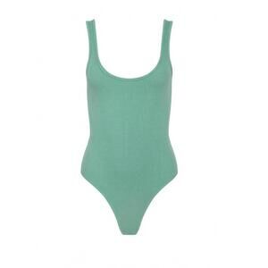 NEW L'AGENCE women's nica scoop neck tank bodysuit in malachite green